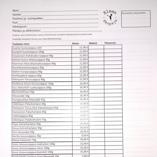 Beställningsblankett 10 st