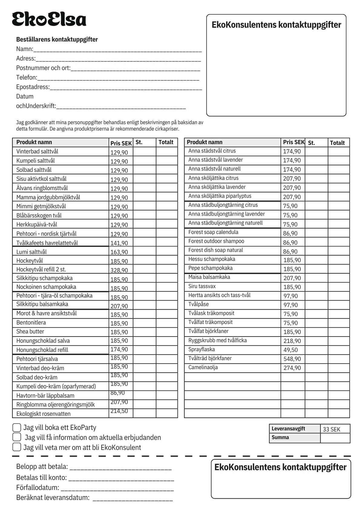 Beställningsblankett 10 st