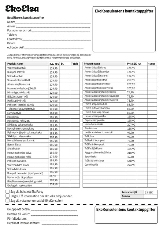Beställningsblankett 10 st